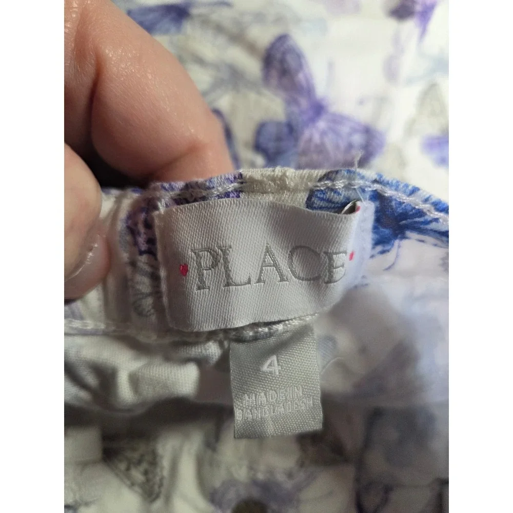 Children's Place Girls‎ Butterfly Print Stretch Pants White Blue Purple Size 4